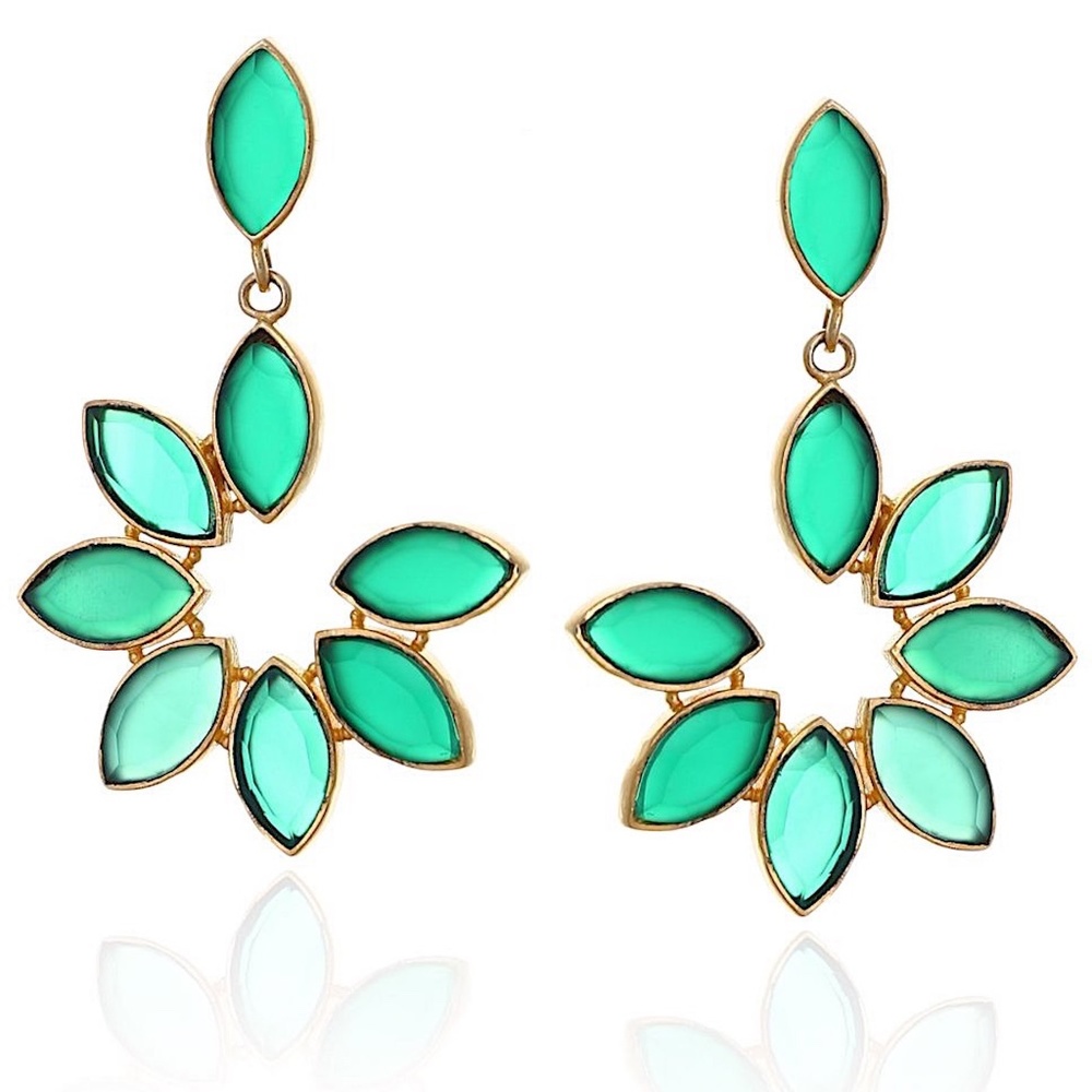 Green Chalcedony flower petal drop earring